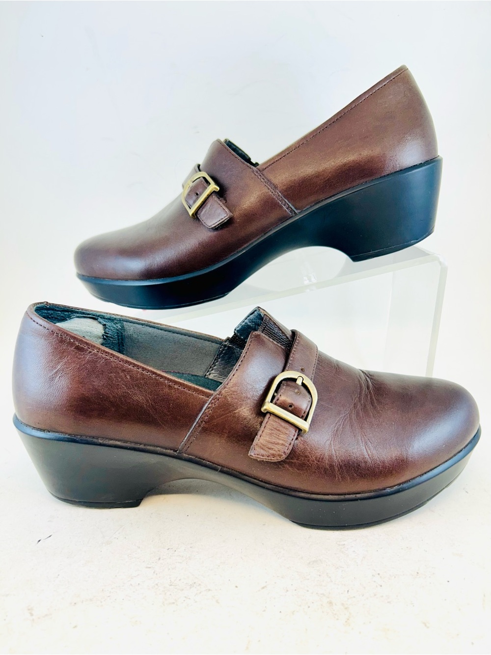 Dansko Brown Nappa Jane Buckle Dress Lightweight Clogs, size 38 7.5 8 - Picture 4 of 13